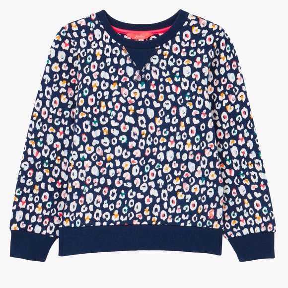 Joules Nellie Sweatshirt in Navy Leopard Print Sz 9-10 - Picture 1 of 10